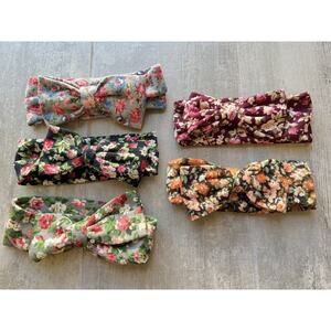 Los Angeles Boutique Boho Baby Girl Soft Fabric Stretch Floral Set of 5 Headband